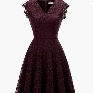 Modecrush Burgundy Lace HI Lo Dress Size S NWOT